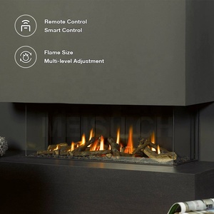 <span class=keywords><strong>Chimenea</strong></span> Flotante Interior MEISU.CH de 3 Lados, <span class=keywords><strong>Chimenea</strong></span> de Gas Tradicional Negra con Inserto para Calefacción Natural - Product Image 3
