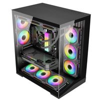Boîtier de jeu pour ordinateur Seaview Room Electric Competition Chassis en acier et verre Micro ATX vertical entièrement transparent Mid Tower RGB