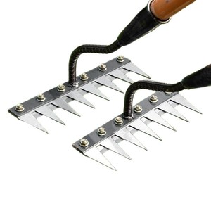 Garden Rake Steel Head 14 Tines Wood Handle Soil Turning Weeding Tool For Yard And Farm Use - Product Image 2