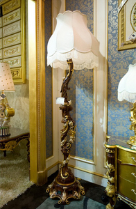 Juego de Dormitorio de Lujo Clásico Europeo en Oro de 24K, Cama con Dosel de Madera Maciza Dorada <span class=keywords><strong>Real</strong></span> de Estilo Rococó, Tallada a Mano, Tamaño King (B50923) - Product Image 5