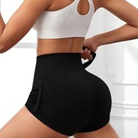 Nouveaux shorts de yoga sans couture en nylon ultra-extensibles à fronces latérales pour femme, taille haute, sculptant la taille, amincissant le ventre et rehausseur de fesses