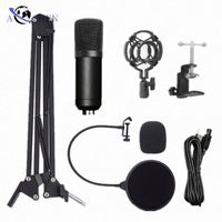 Microphone à condensateur professionnel avec carte son BM800, ensemble de microphone de studio d'enregistrement pour ordinateur portable, kit de microphone à condensateur