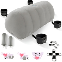 Oreiller érotique gonflable Kamasutra pour couple et menottes pour mains/pieds (y compris pinces) avec stimulation silencieuse pour bondage SM