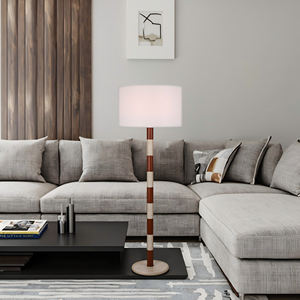 Nouveau produit, lampe de sol en <span class=keywords><strong>travertin</strong></span>, éclairage d'intérieur, abat-jour en tissu blanc, lampe de chevet moderne LED E27 pour salon, chambre à coucher, hôtel - Product Image 2