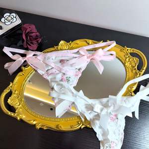 Tanga Retro Japonesa con Estampado Floral, Diseño Hueco Cruzado, Tirantes Finos, Cintura Baja, Sexy para Mujer - Product Image 2