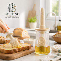 Bouteille d'huile en verre personnalisée avec logo, 200 ml (7 oz), avec pinceau de cuisson en silicone, distributeur d'huile d'olive pour cuisine, 3 couleurs, Bolong