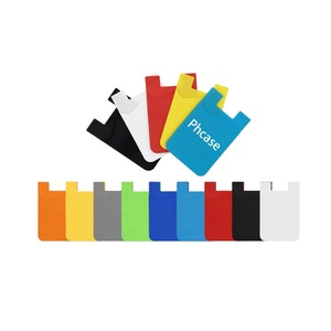 Fashion Portable Custom Logo Printed 3M Adhesive Credit <b>Id</b> Card <b>Holder</b> Silicone Rubber Cell Phone Wallet Case for Phone - Product Image 2