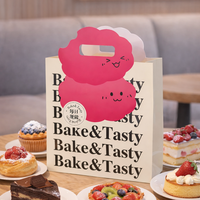 Sac en papier kraft de qualité alimentaire avec poignée découpée, logo personnalisé imprimé, emballage alimentaire écologique pour boulangerie à emporter