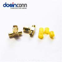 Antena Wifi Tipo T, Adaptador Coaxial RF de Un Conector SMA Macho a Dos Conectores Hembra, Divisor de Señal de 3 Vías