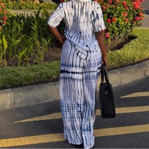 Damen Tie-Dye <span class=keywords><strong>2</strong></span>-Teiliges Set Kurzarm-Hemd & Weite Hose Lässiges Outfit Sehe Fashion - Product Image 3
