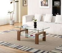 Table basse pour salon, table basse en MDF et verre trempé, table basse en bois moderne, fabricants de tables basses