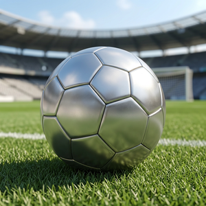Balón de Fútbol Metálico Plateado con Acabado Cromado 3D - Product Image 4