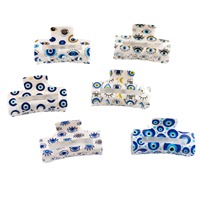 Pince à cheveux en PVC style requin personnalisée, motif œil de diable bleu, pour femmes et filles, accessoire capillaire tendance