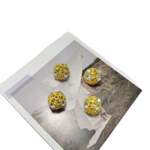 Cuentas redondas huecas de aleación electrochapada con circonita y orificio recto para bolígrafos, cuentas metálicas sueltas con forma de esfera, Invierno 2025 - Product Image 5