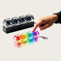 Custom Logo Illuminated 4-Key Mechanical Switch Keycap Fidget Toy PBT ABS Acrylic Plastic Stress Relief Keyboard Keychain Gift