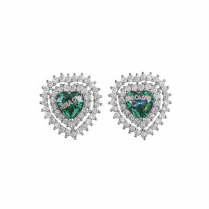 Boucles d'oreilles Diana Sani en forme de cœur, cristal, argent 925, sertissage clos en strass, romantiques, pour femme, bijoux de fête - Product Image 1