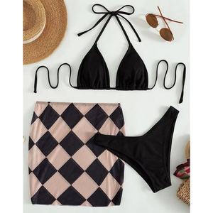Fabricante de Trajes de Baño Personalizados 2023, Traje de Baño de 3 Piezas para Mujer, Bikini Sexy con Tanga y Malla - Product Image 1