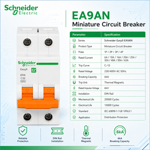 <span class=keywords><strong>Disjoncteur</strong></span> miniature Schneider EA9AN 1P 2P 3P 4P 6A 10A <span class=keywords><strong>16A</strong></span> 20A 25A 32A 40A 50A 63A pour rail DIN - Product Image 2