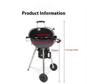 18.5 pollici all'aperto campeggio americano barbecue griglia profondo disegnato Apple cortile stile con termometro per brasato cibi arrostiti - Product Image 6