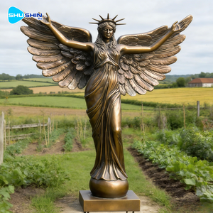 Estatua de la Libertad y Escultura de Ángel en Bronce Fundido, Edición Artística, Romántica y Elegante, Impresa con UV para Uso en Exteriores - Product Image 3