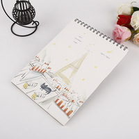 Vente en gros de carnet de croquis en couleur A4 avec couverture en papier couché Fournitures scolaires Cahier à spirale vertical avec logo à rabat