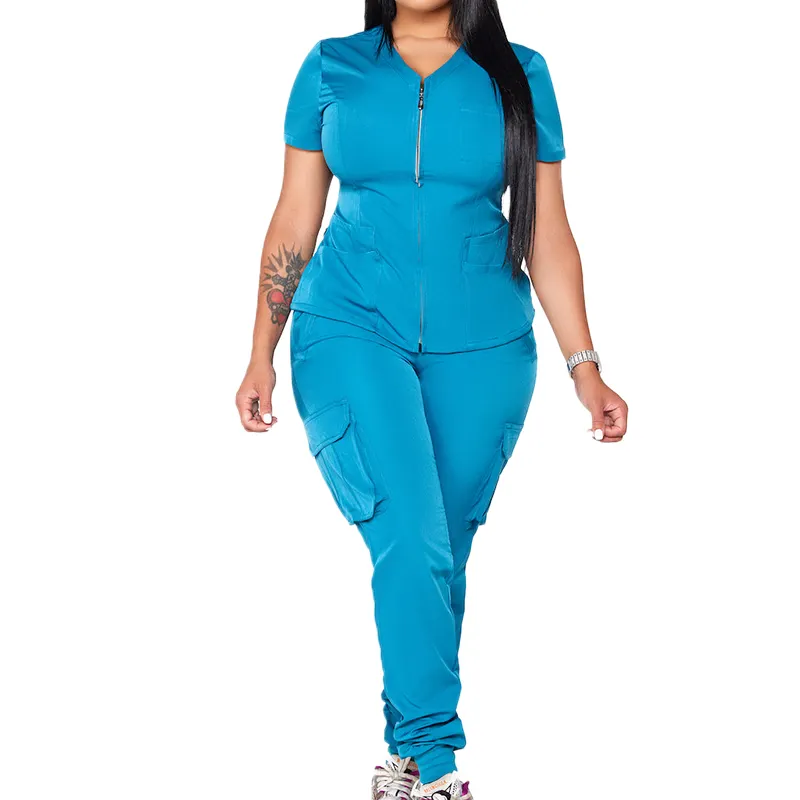 Yuhong Schattige Plus Size Medische Scrubs Uniformen Sets Voor Vrouwen Lange Mouwen Een Stuk 6xl Yoga Broek Ziekenhuis Verpleging Scrub Tops