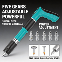 Pistola de grapas mini naranja de grado industrial con 5 velocidades ajustables, kit con 200 clavos, bolsa de accesorios, clavadora manual para bricolaje, manualidades y reparaciones del hogar