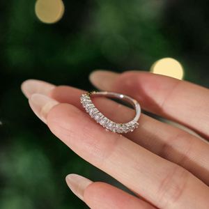 Dylam High-quality Jewelry Factory S925 <b>Silver</b> <b>Eternity</b> Wedding Band 5A Zirconia Geometric Curves Women Bridal Dress up <b>Rings</b> - Product Image 3