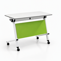 Table de formation directe avec panneau de confidentialité, cadre blanc, écran orange, roulettes, pliable pour réunions de bureau, salles de formation, bureaux