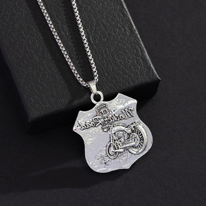 Collier pendentif Route 66 en alliage de zinc, forme bouclier, style hip-hop punk unisexe, chaîne de pull, cadeau - Product Image 3