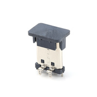 Base Hembra Tipo-C de 24 Pines, Doble Fila, Vertical, Placa de Conexión, Contactos de Cobre, Carcasa de Acero Inoxidable, Conector de 180 Grados, Cubierta Antipolvo, RoHS