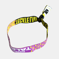 Bracelet en tissu personnalisé brodé pour événement promotionnel, avec attache coulissante, idéal pour les billets VIP