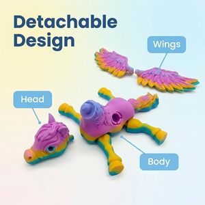 3D Printed <b>PLA</b> Flexible Crystal Pegasus Toys Kids Action Figure Horse Animals Children Big Size Collection Original - Product Image 3