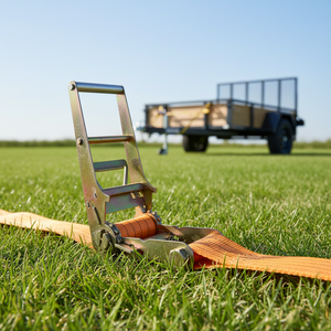 超耐久性 4 in 10トン ヘビーデューティー ラチェット式タイダウンストラップ ダブルJフック付き - Product Image 6