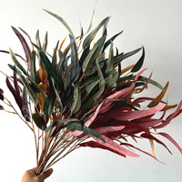 Daun Eucalyptus Buatan Murah Grosir, Daun Willow Hijau Palsu, Tanaman Buatan Sutra Lembut untuk Hotel