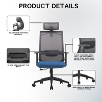Chaise de bureau ergonomique moderne à dossier haut en maille, réglable en hauteur, pivotante, avec soutien lombaire dynamique pour soulager les maux de dos toute la journée