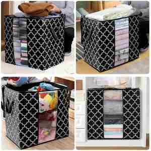 3Pcs Zippered Functional Storage Bag for Closet Bedding, Clothes, Blanket Organizers with Large Clear Window & Carry Handles - Product Image 5
