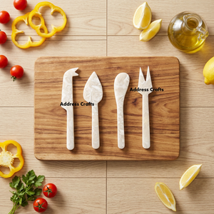Hot Selling Customized Handmade Resin <b>Cheese</b> <b>Knife</b> <b>Set</b> for Home Use-Tabletop Resin Cutlery Including Fruit Fork Butter Spreader - Product Image 1