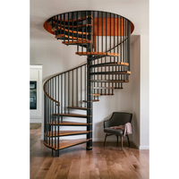 Escalier hélicoïdal en acier commercial de haute qualité pour intérieur, escalier en spirale métallique, escalier courbé en bois massif