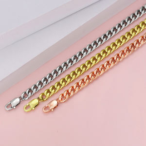 Gelang Kaki Pantai Anti-Korosi, Perhiasan Kaki Tenis, Lapisan Emas 18k, Baja Anti Karat, Tahan Air, Model Figaro, Cuban Link - Product Image 6