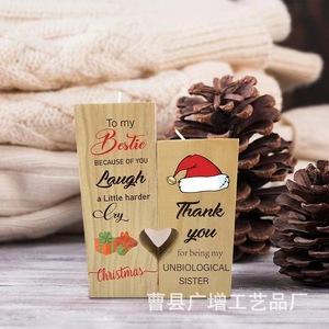 Wooden <b>Candle</b> Holder Tapered Natural Color Digital Printing Christmas Home Decor <b>Gift</b> For Bestie Sister - Product Image 1
