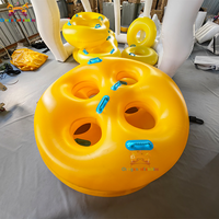Parc aquatique gonflable en PVC jaune en forme de trèfle à quatre feuilles pour quatre personnes, avec taille personnalisable et garantie de 3 ans