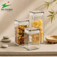 Boîtes de conserve transparentes hermétiques pour la cuisine Boîte de conservation des aliments Ensemble de récipients de cuisine Bocaux en verre Bouteilles et bocaux empilables Verre carré