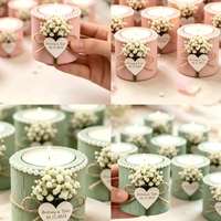 Lot de porte-bougies en bois perlé faits à la main, avec lettre personnalisée, pour cadeau d'invité de mariage, centre de table, souvenir, produit transfrontalier très vendu