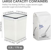 ZJH Lot de 4 grands récipients de conservation alimentaire en plastique sans BPA (5,2 L/175 oz) avec tasses à mesurer et étiquettes – Noir pour la farine