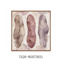 Peinture à l'aquarelle abstraite, feuille d'or, motif géométrique, toile encadrée, faite à la main, grande décoration murale moderne pour salon