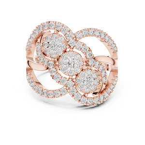 Bague en or rose sertie de diamants, bijou élégant et brillant pour femme, idéale pour les mariages, les fiançailles, les anniversaires et les soirées. - Product Image 4