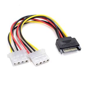 Sata <b>Power</b> <b>Cable</b> 15 Pin Male To 2x 4 Pin Female Adapter For Hard Drive <b>Power</b> Supply - Product Image 1