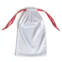 Sac d'emballage en soie professionnel pour extensions de cheveux avec logo personnalisé imprimé, pochette en satin à cordon pour bijoux et cadeaux