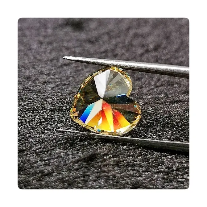 Hot Koop 5a Hart Cut Licht Geel Laag Tarief Lab Gemaakt Losse Edelstenen Beste Synthetische Zirconia Diamant Voor Sieraden